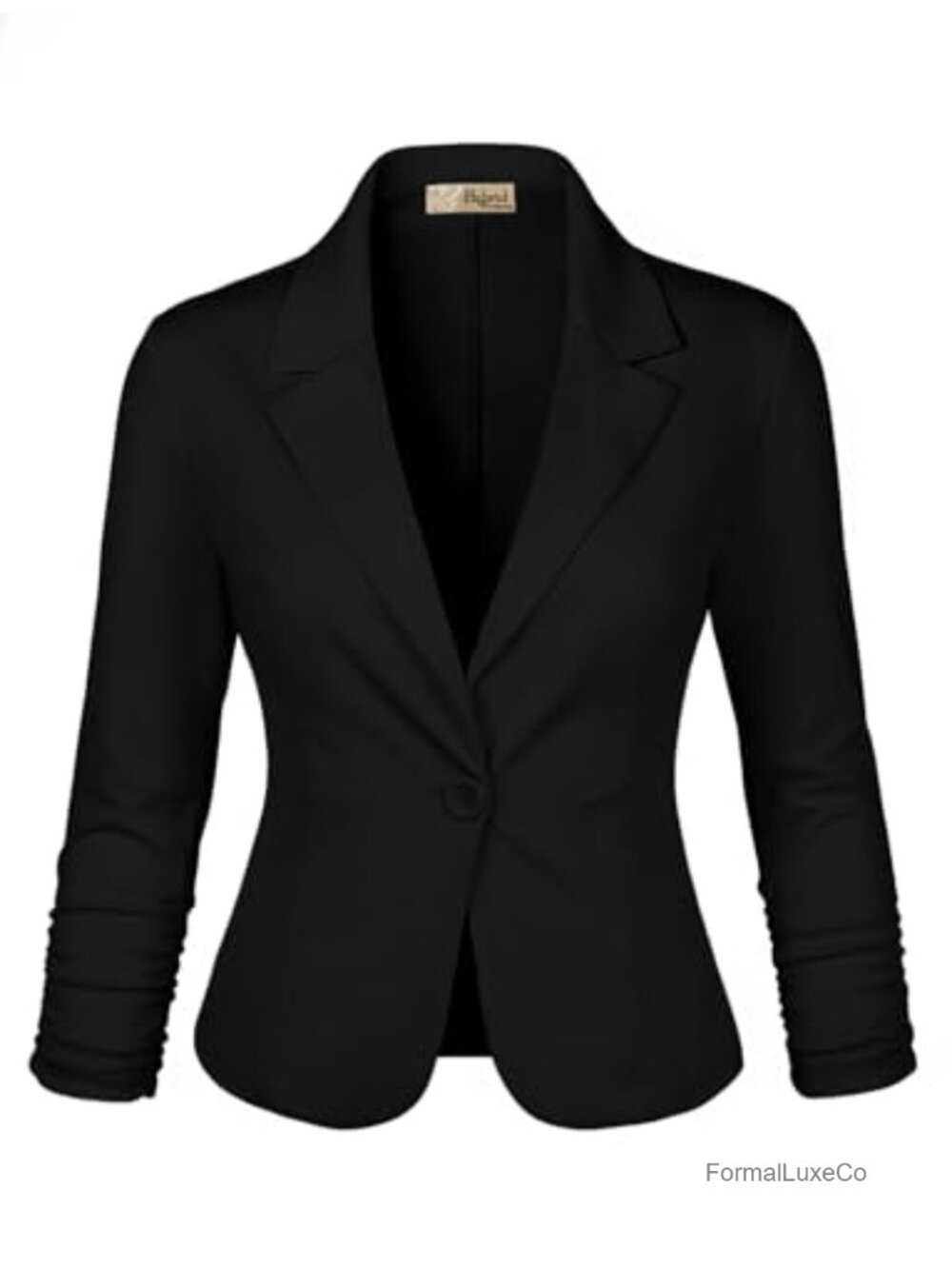 Lightweight Stretch Ponte Cardigan Blazer Jacket 3/4 Sleeve Notch Collar
